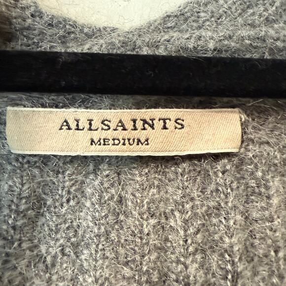 Allsaints Womens Ade V-Neck Sweater Pullover Long Sleeve Gray Medium Mohair Wool - Picture 3 of 9